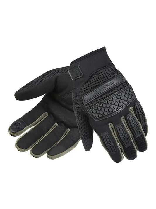 ROYAL ENFIELD URBAN HUSTLER ROVER V3 RIDING GLOVES - OLIVE & BLACK
