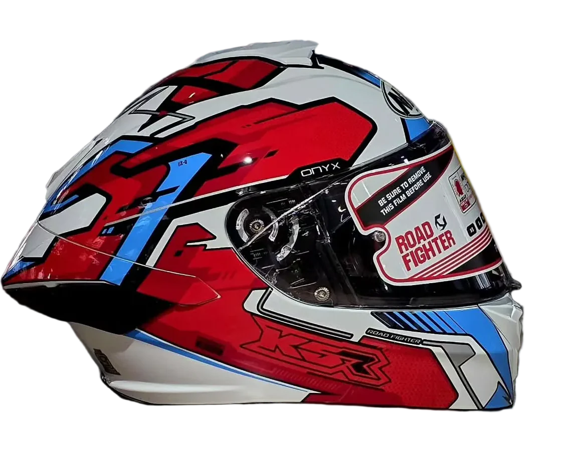 NHK K5R ONXY HELMET - WHITE RED & BLUE