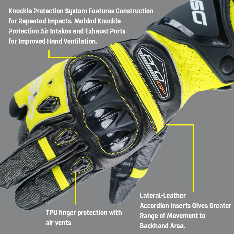 DSG PRO GP RIDING GLOVE BLACK YELLOW FLUO