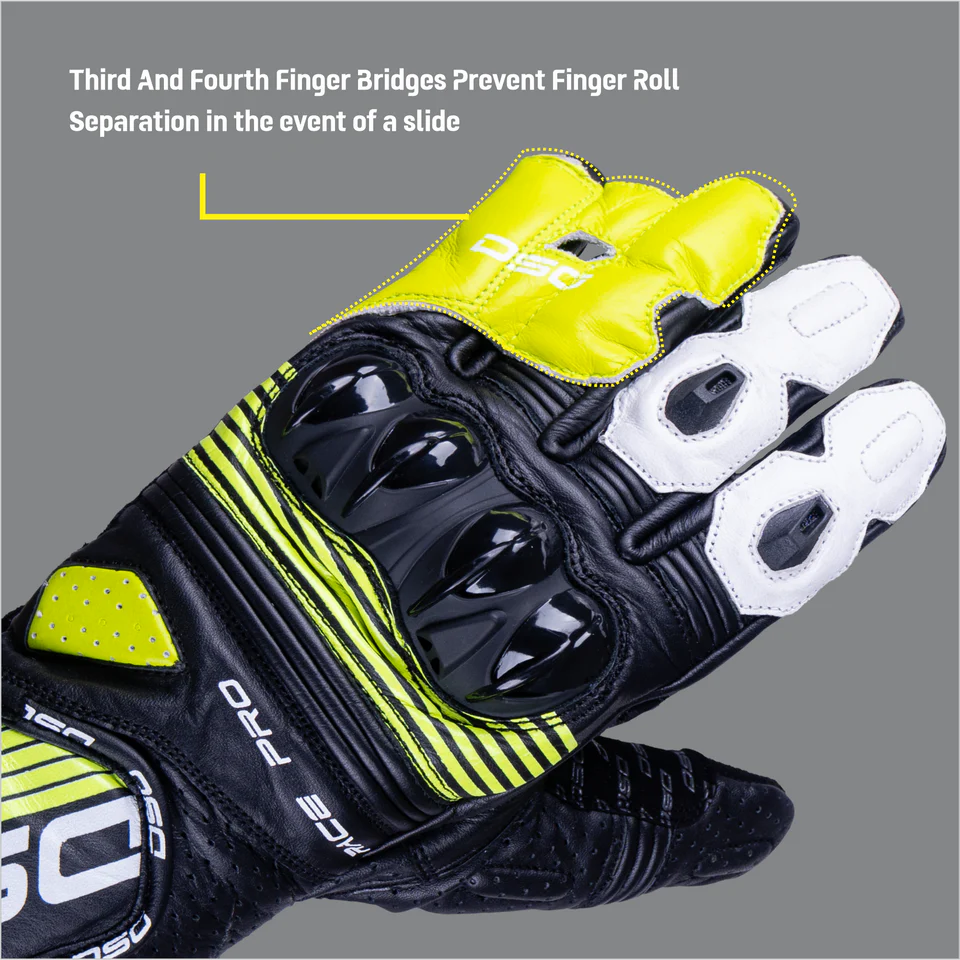 DSG RACE PRO V1 RIDING GLOVE - BLACK YELLOW FLUO WHITE