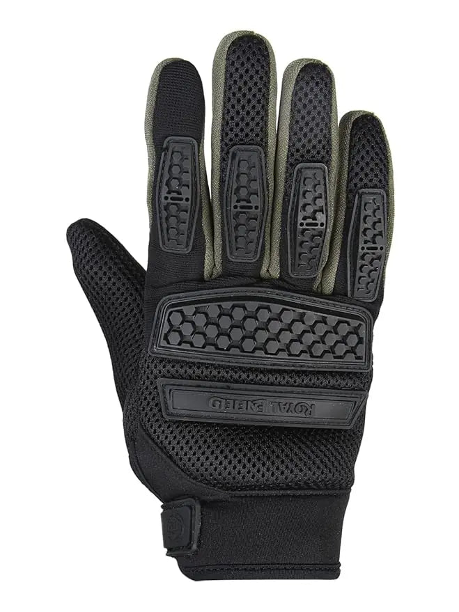 ROYAL ENFIELD URBAN HUSTLER ROVER V3 RIDING GLOVES - OLIVE & BLACK