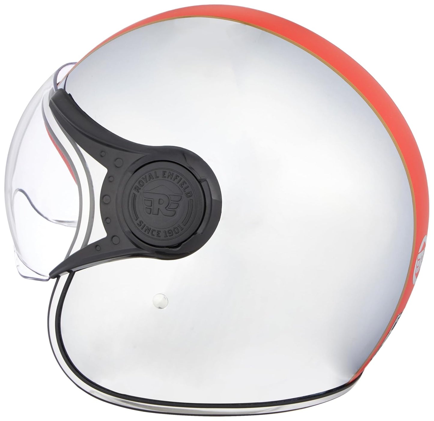 ROYAL ENFIELD OPEN FACE WITH VISOR HELMET CHROME HELMET CHROME RED