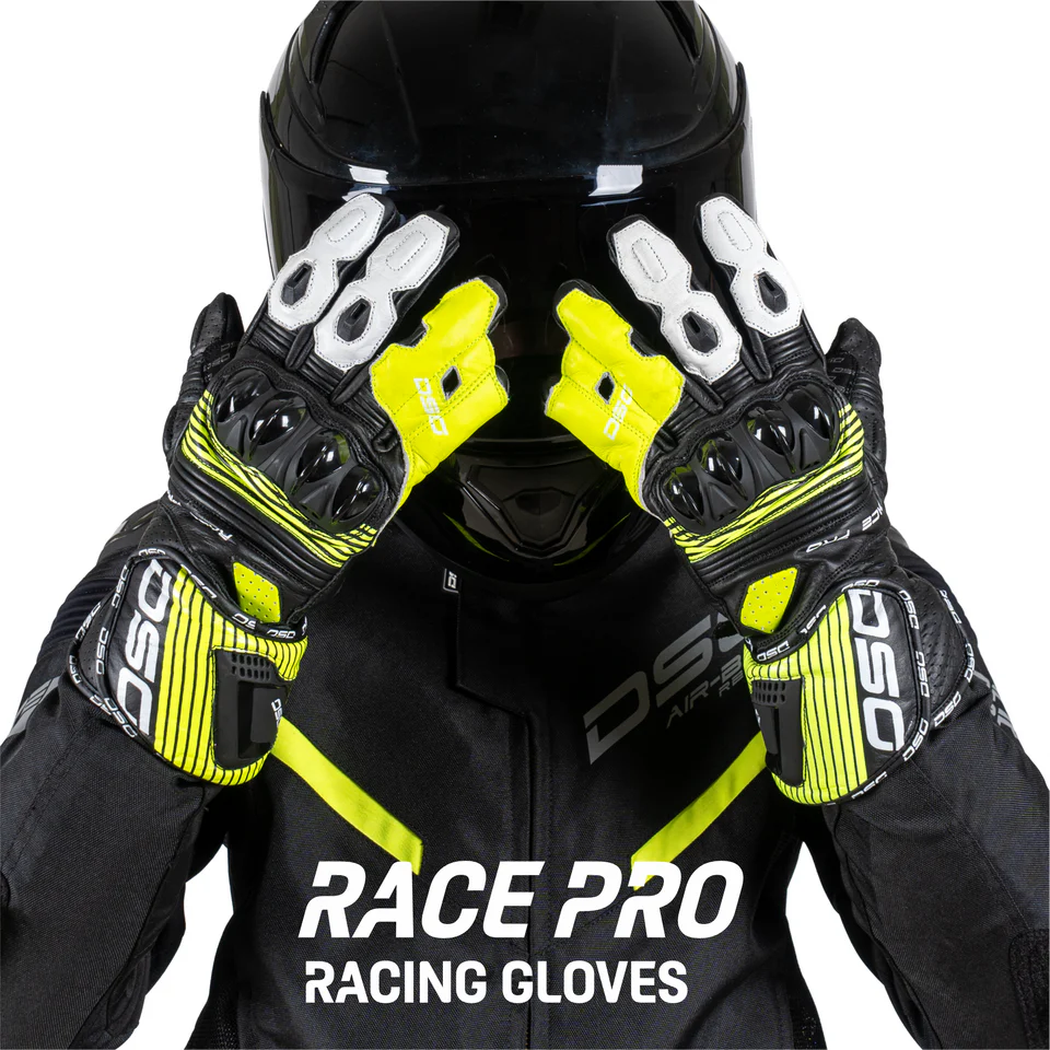 DSG RACE PRO V1 RIDING GLOVE - BLACK YELLOW FLUO WHITE