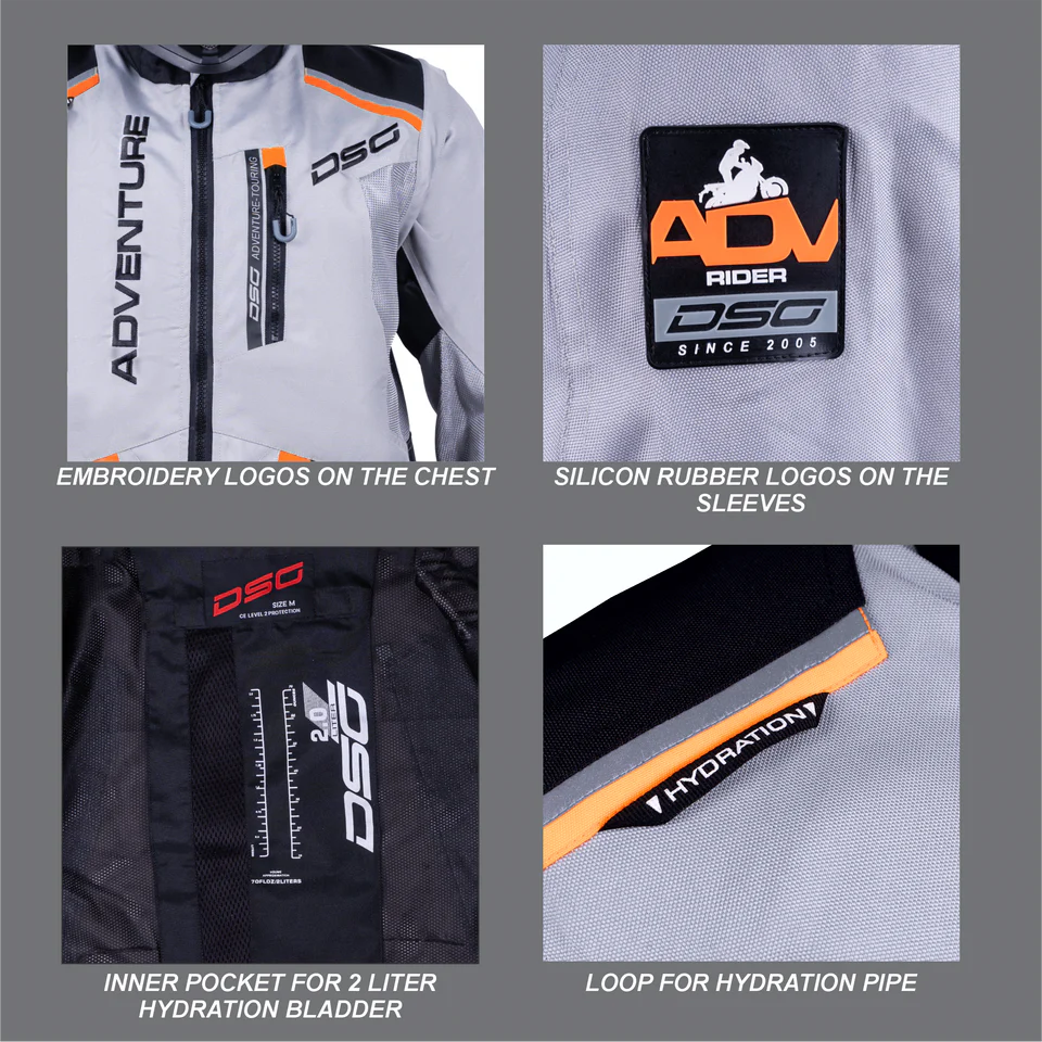 DSG ADV RIDING JACKET - BLACK GREY ORANGE