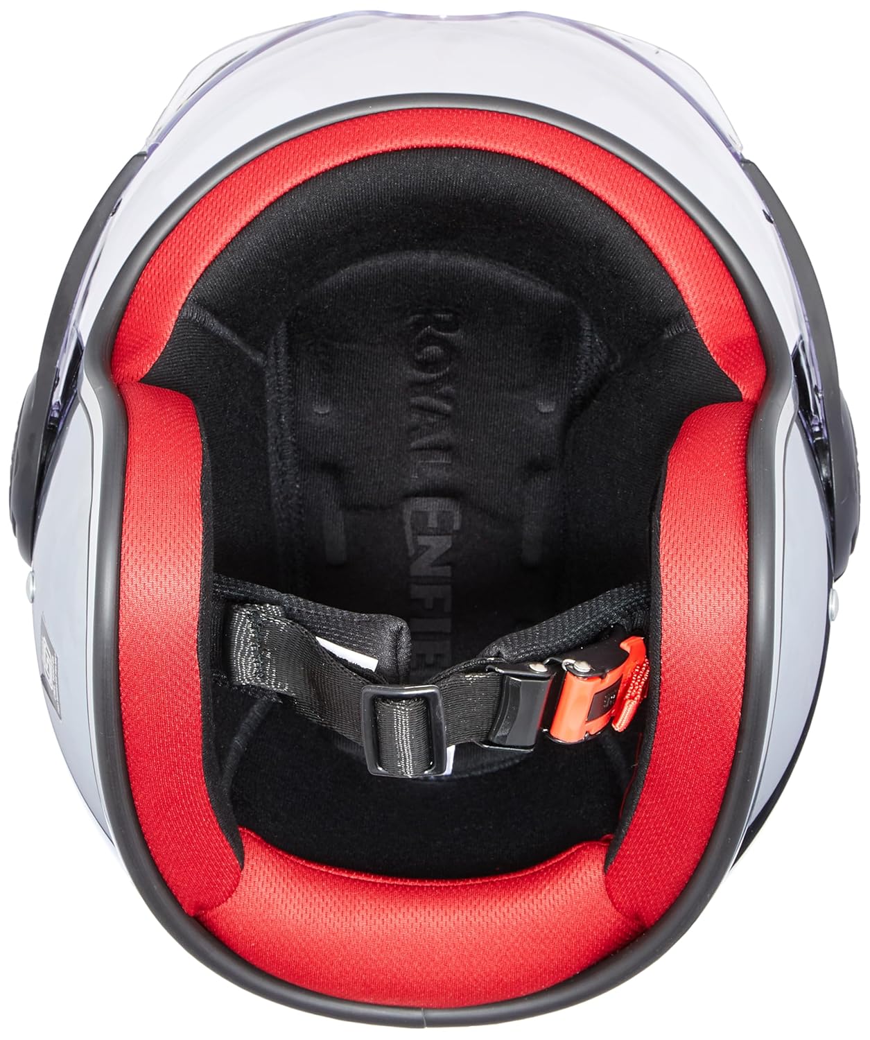 ROYAL ENFIELD OPEN FACE WITH VISOR HELMET CHROME HELMET CHROME RED
