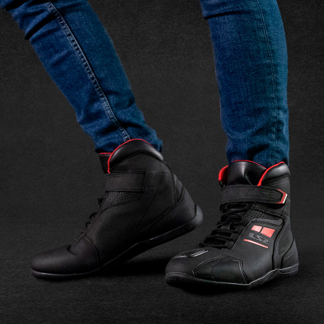 LS2 GARRA BOOTS - BLACK RED