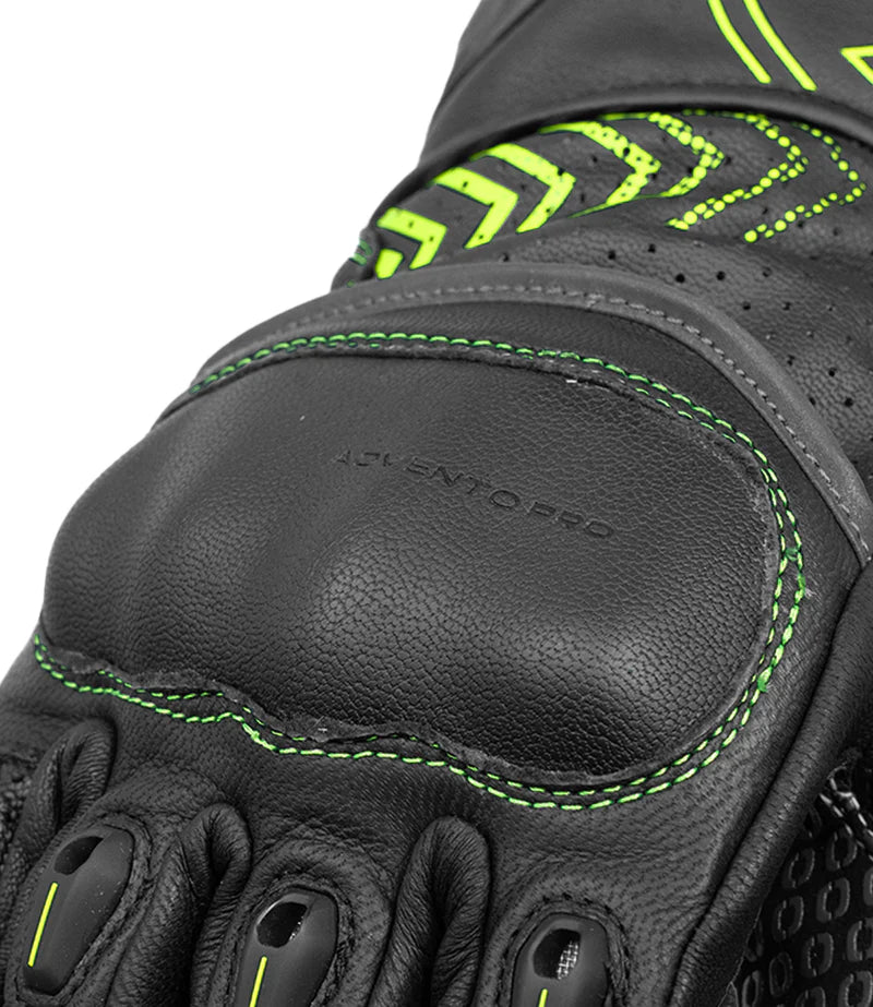 RYNOX ADVENTO PRO GLOVES - BLACK HI-VIZ GREEN