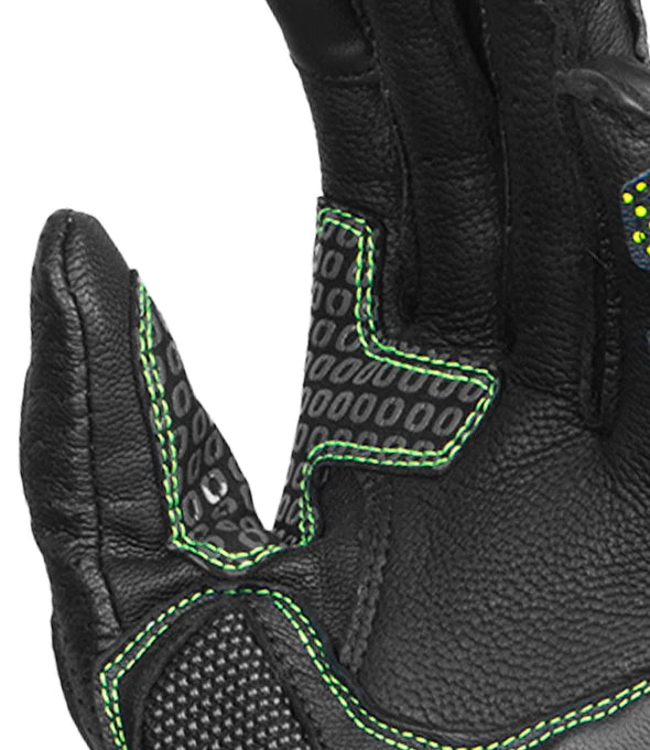 RYNOX ADVENTO PRO GLOVES - BLACK HI-VIZ GREEN