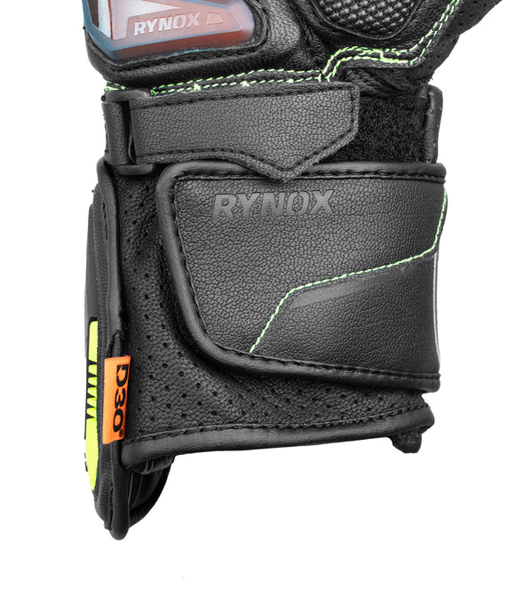 RYNOX ADVENTO PRO GLOVES - BLACK HI-VIZ GREEN