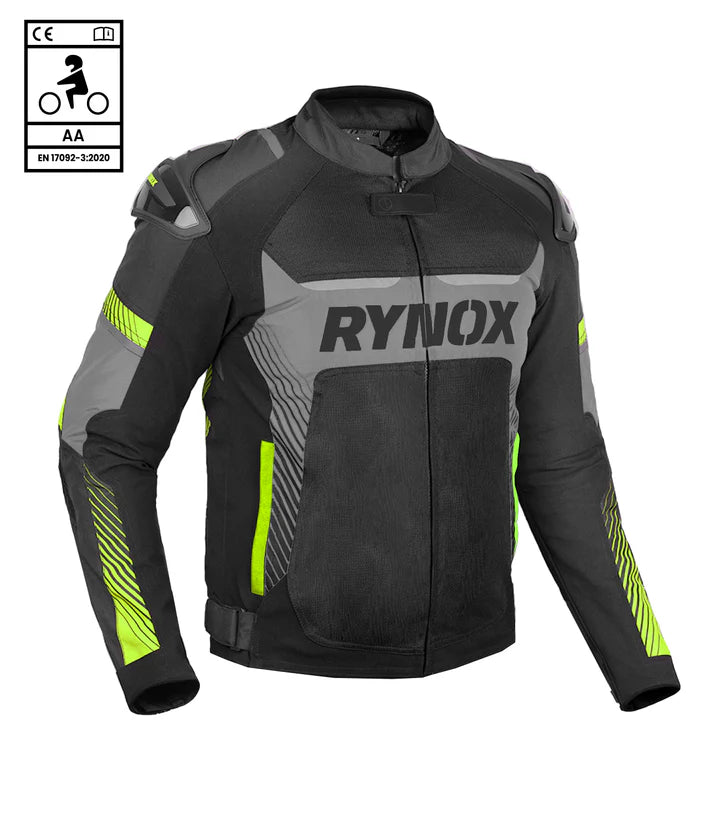 RYNOX APEX EVO CE CERTIFIED CLASS AA RIDING JACKET - BLACK GREY