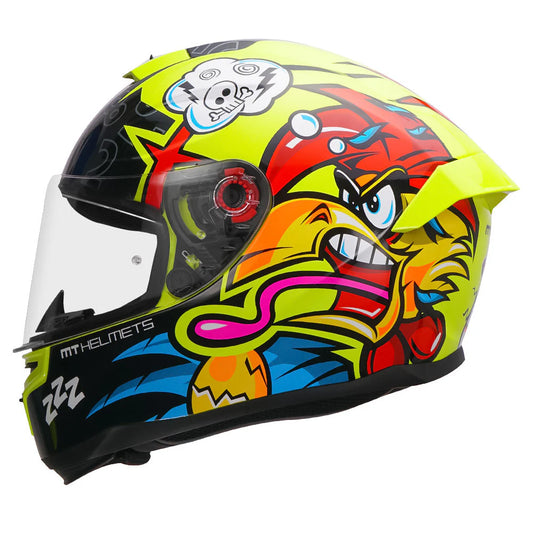MT HUMMER BRAAP HELMET - GLOSS FLURO YELLOW