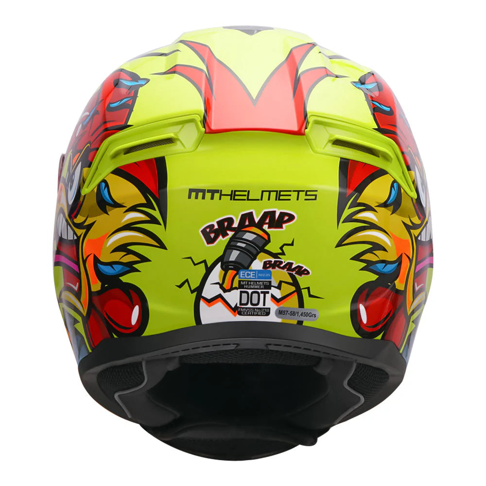 MT HUMMER BRAAP HELMET - GLOSS FLURO YELLOW