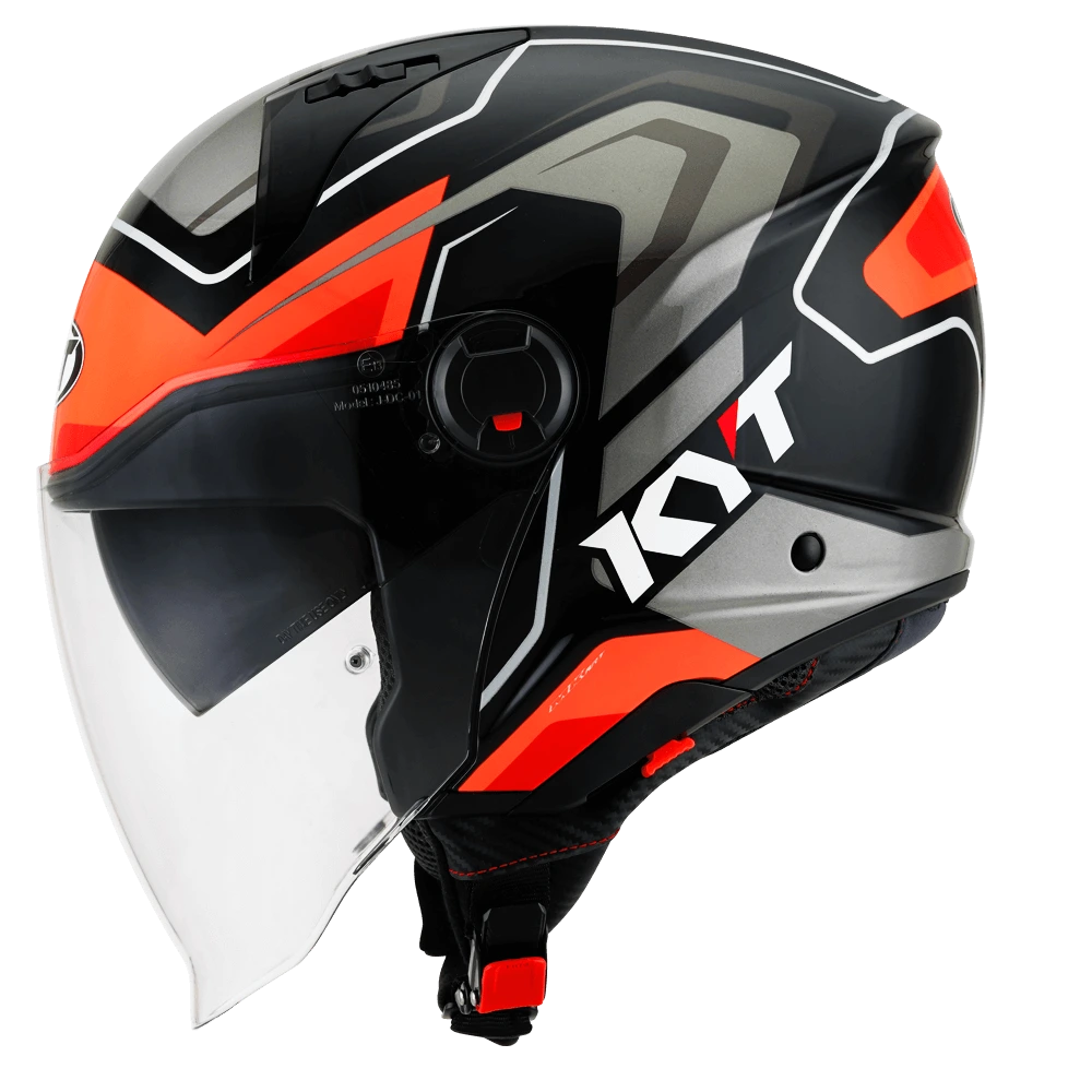 KYT D CITY HELMET - OVERTECH BLACK ORANGE FLUORECENT