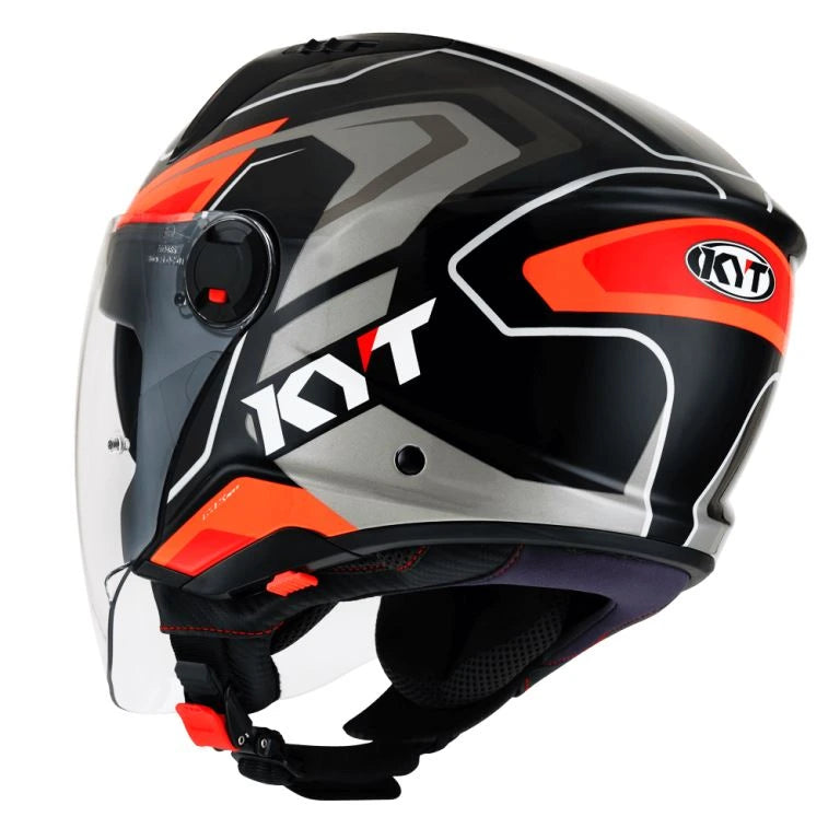 KYT D CITY HELMET - OVERTECH BLACK ORANGE FLUORECENT