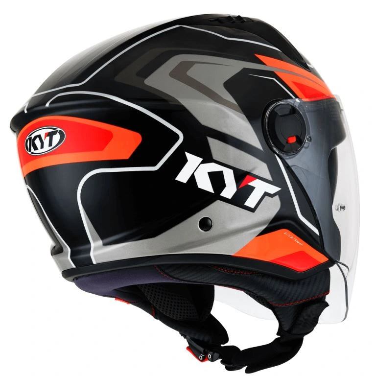 KYT D CITY HELMET - OVERTECH BLACK ORANGE FLUORECENT