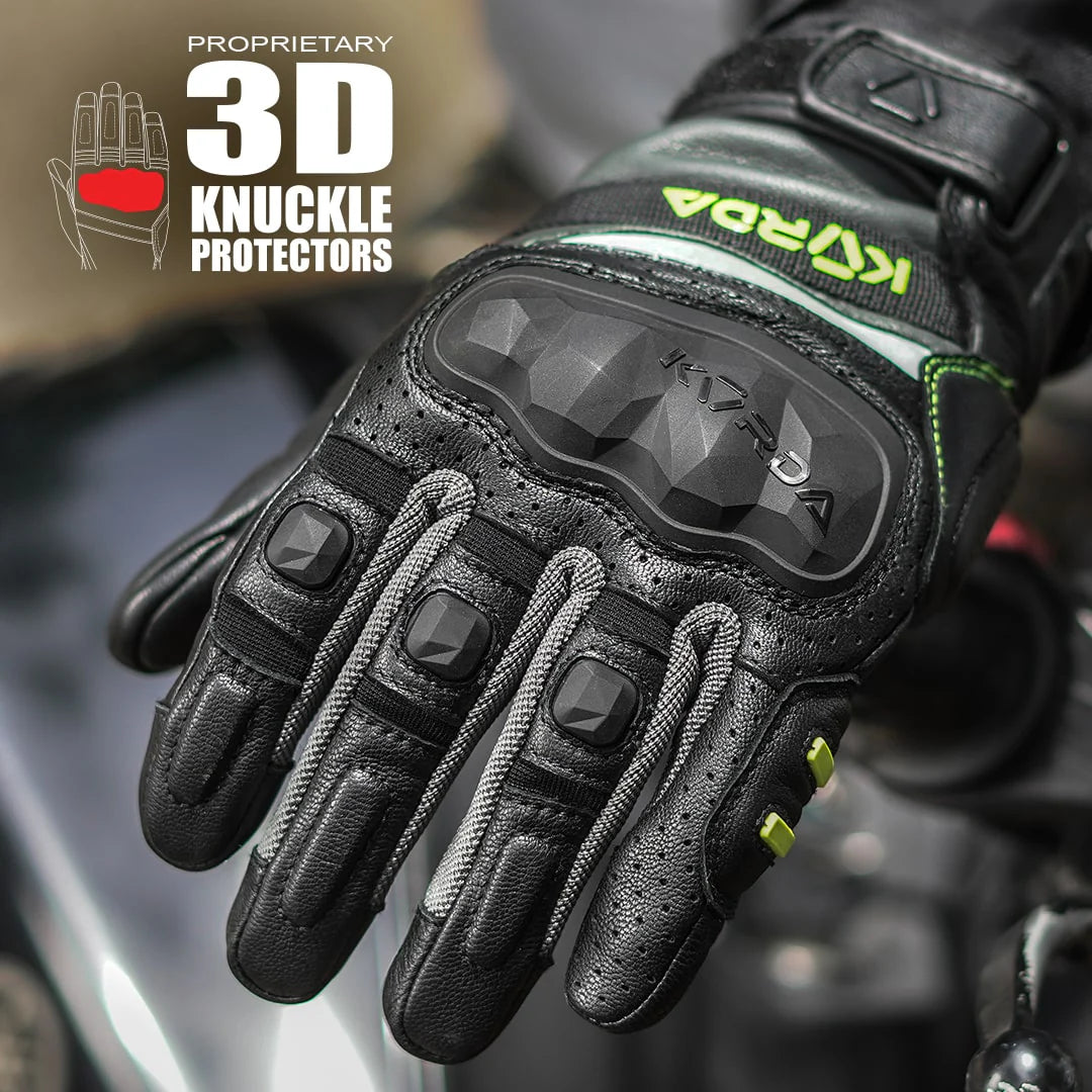 KORDA GUARD SEMI GAUNTLET RIDING GLOVES - FLUORESCENT YELLOW