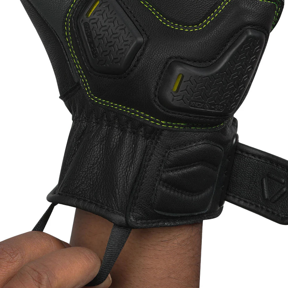 KORDA GUARD SEMI GAUNTLET RIDING GLOVES - FLUORESCENT YELLOW