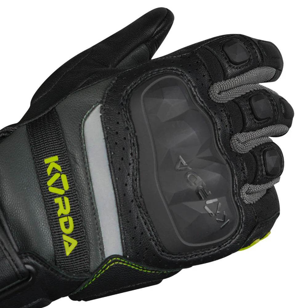 KORDA GUARD SEMI GAUNTLET RIDING GLOVES - FLUORESCENT YELLOW