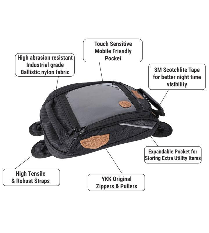 GURDIAN GEARS SHARK MINI UNIVERSAL 18L TANK BAG WITH RAIN COVER