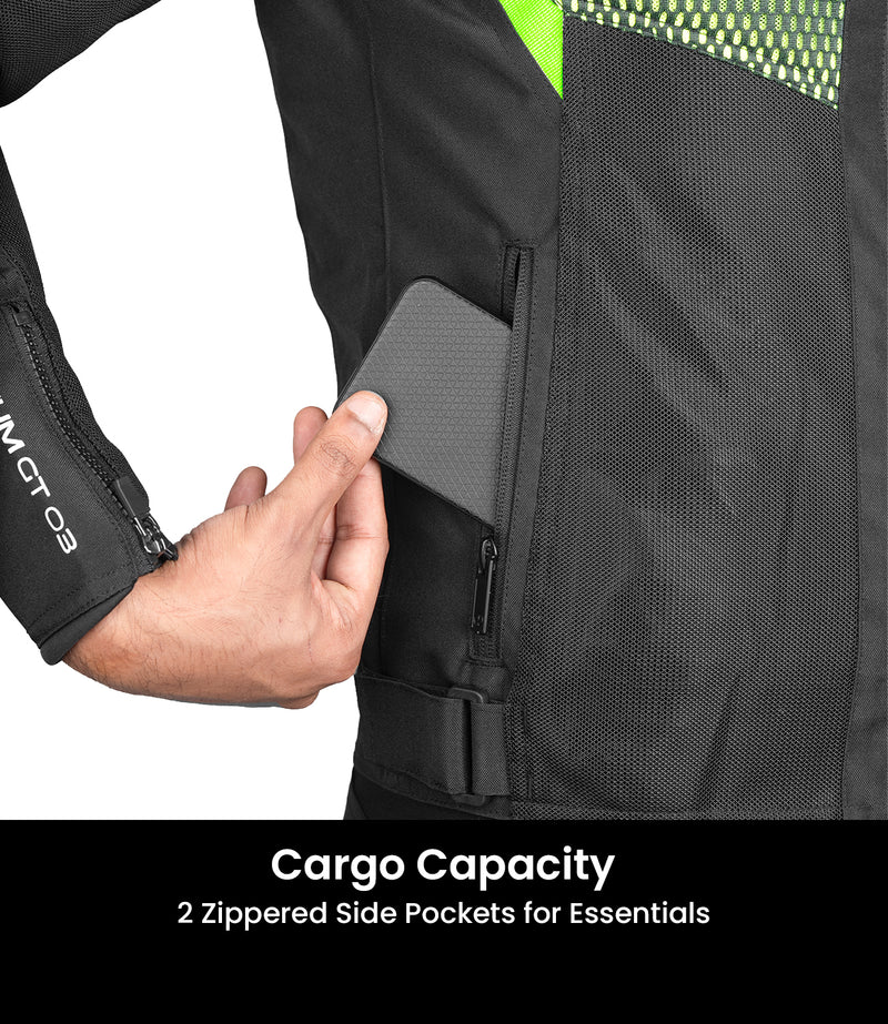 RYNOX HELIUM GT 3 JACKET - HI-VIZ GREEN