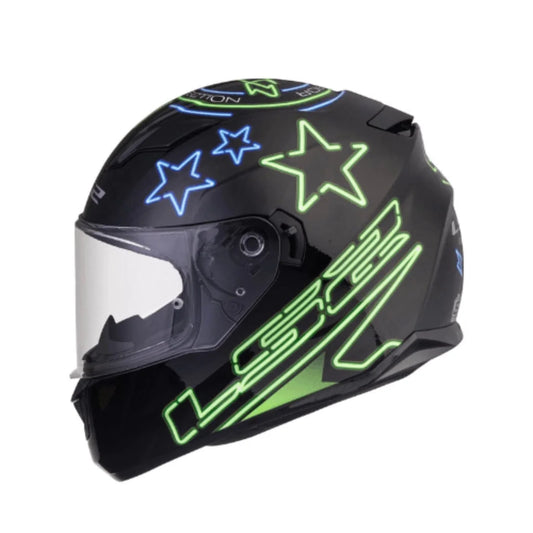 LS2 FF320 STREAM EVO NEON BLACK FLUO GREEN BLUE WITH PINLOCK
