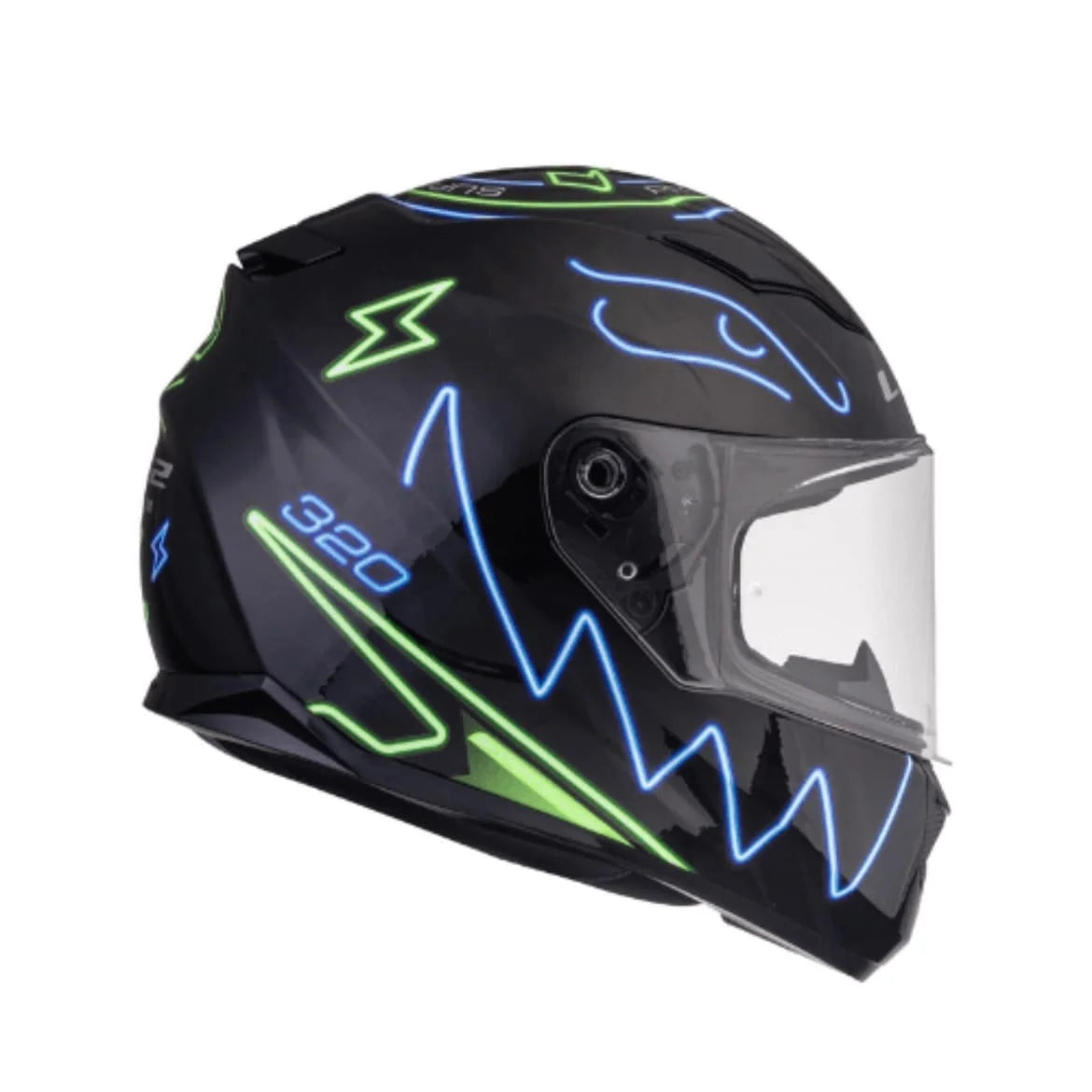 LS2 FF320 STREAM EVO NEON BLACK FLUO GREEN BLUE WITH PINLOCK