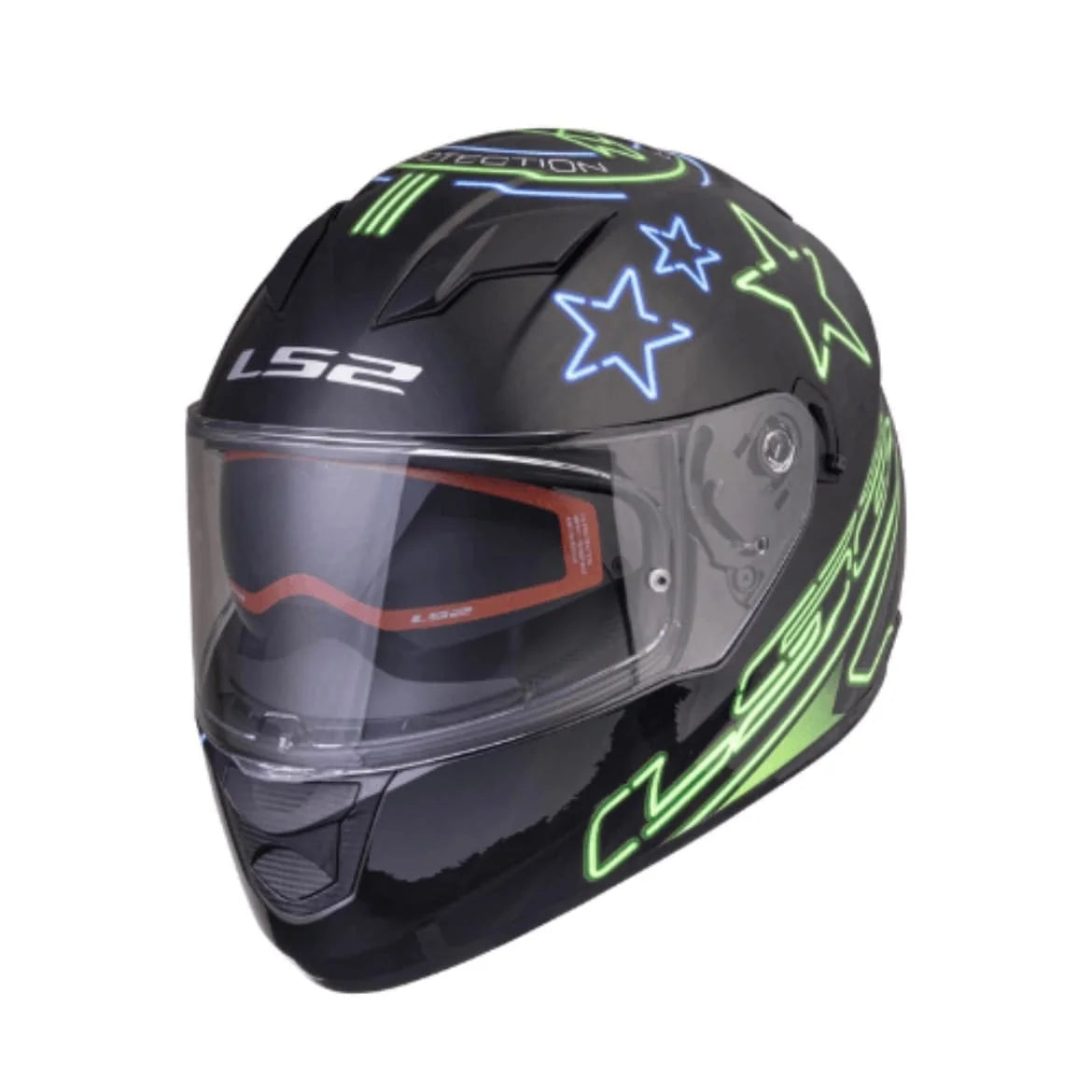 LS2 FF320 STREAM EVO NEON BLACK FLUO GREEN BLUE WITH PINLOCK