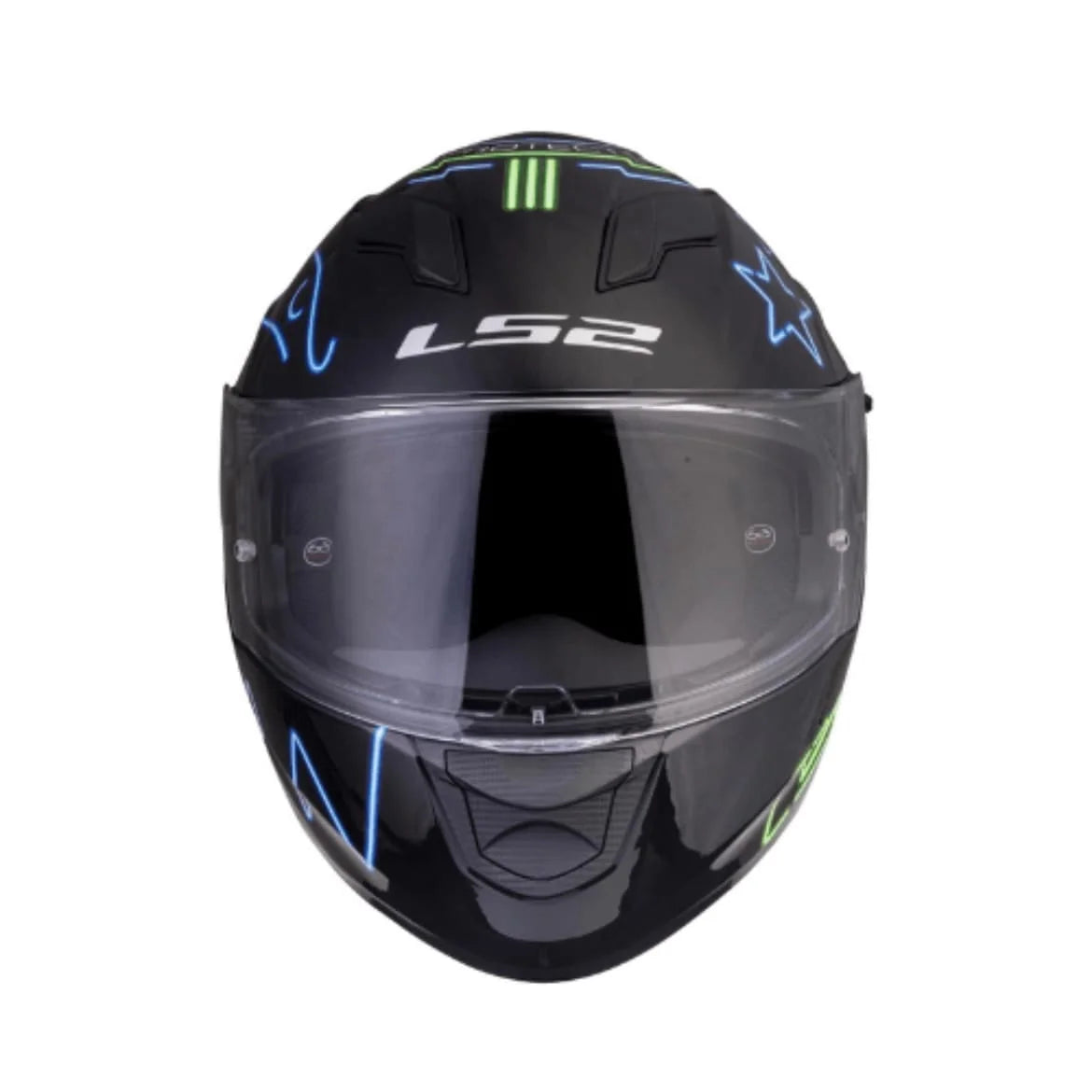 LS2 FF320 STREAM EVO NEON BLACK FLUO GREEN BLUE WITH PINLOCK