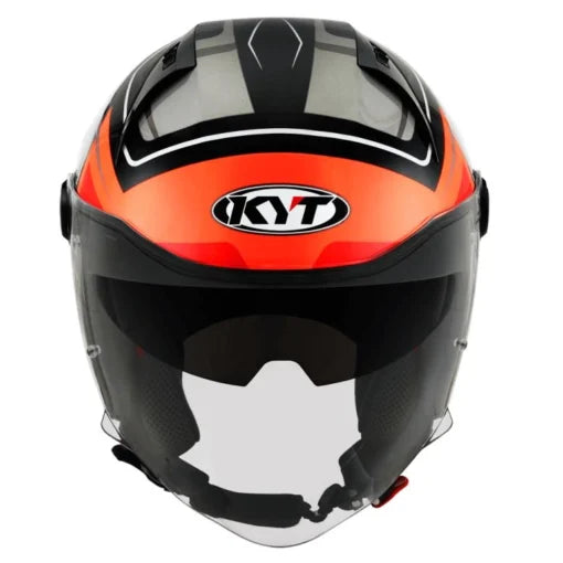 KYT D CITY HELMET - OVERTECH BLACK ORANGE FLUORECENT