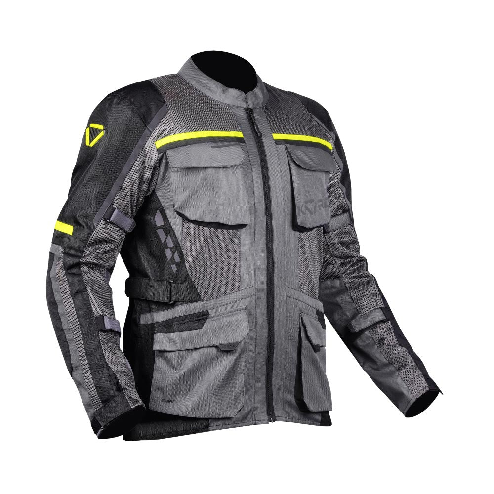KORDA SUMMIT RIDING JACKET - GREY & FLUORESCENT GREEN