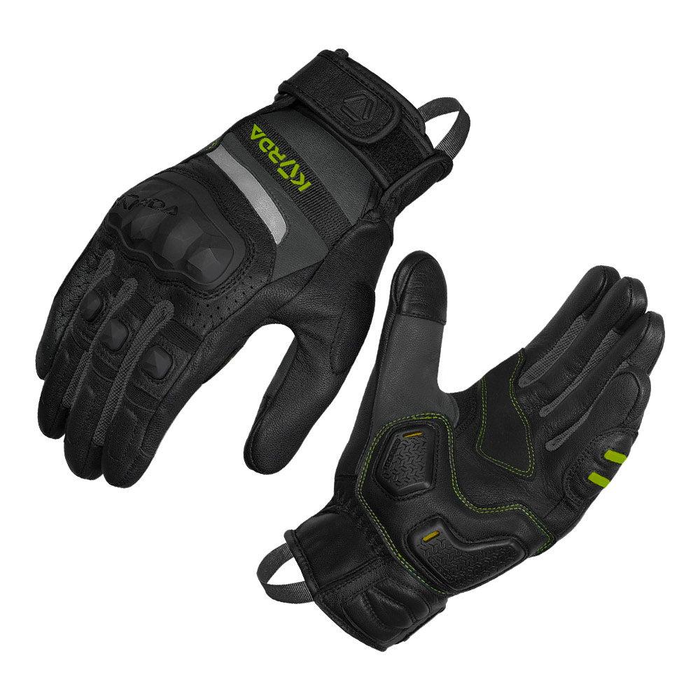 KORDA GUARD SEMI GAUNTLET RIDING GLOVES - FLUORESCENT YELLOW