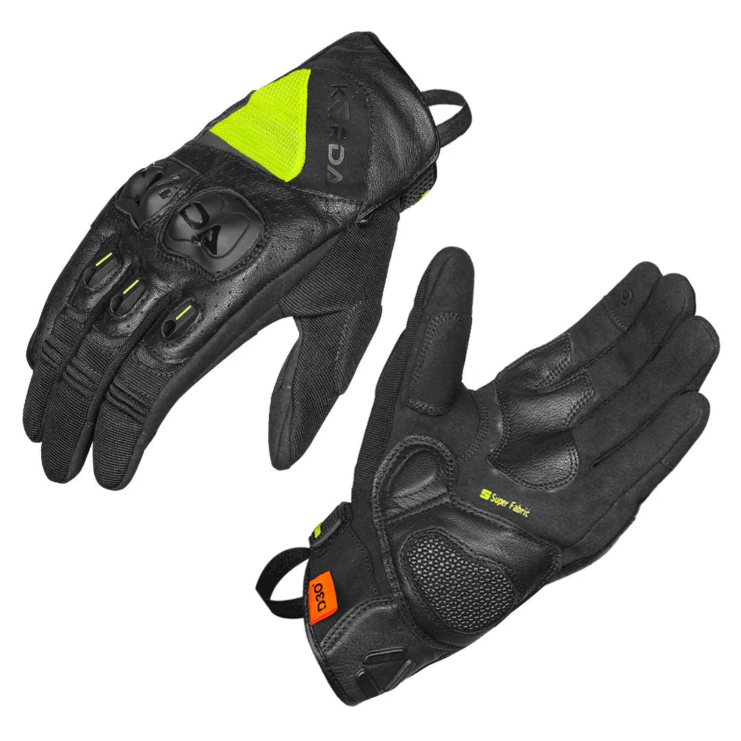 KORDA HYBRID RIDING GLOVES - FL YELLOW