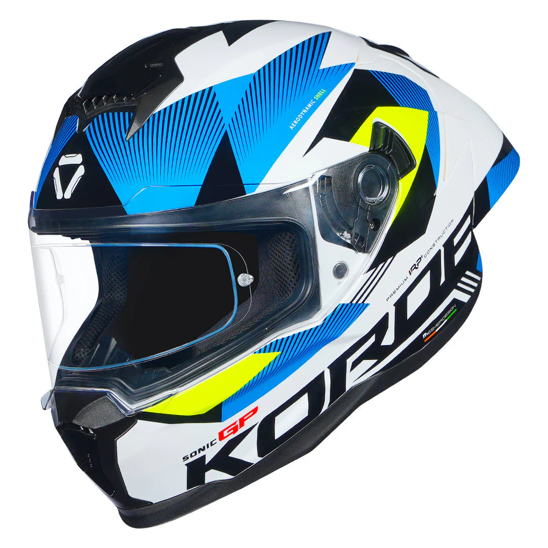 KORDA SONIC GP BRAVE HELMET - SOLID WHITE FL YELLOW