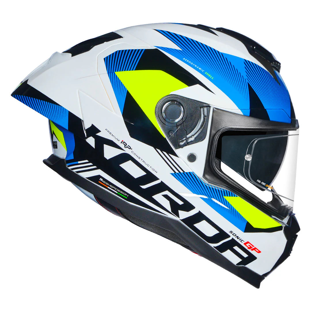 KORDA SONIC GP BRAVE HELMET - SOLID WHITE FL YELLOW