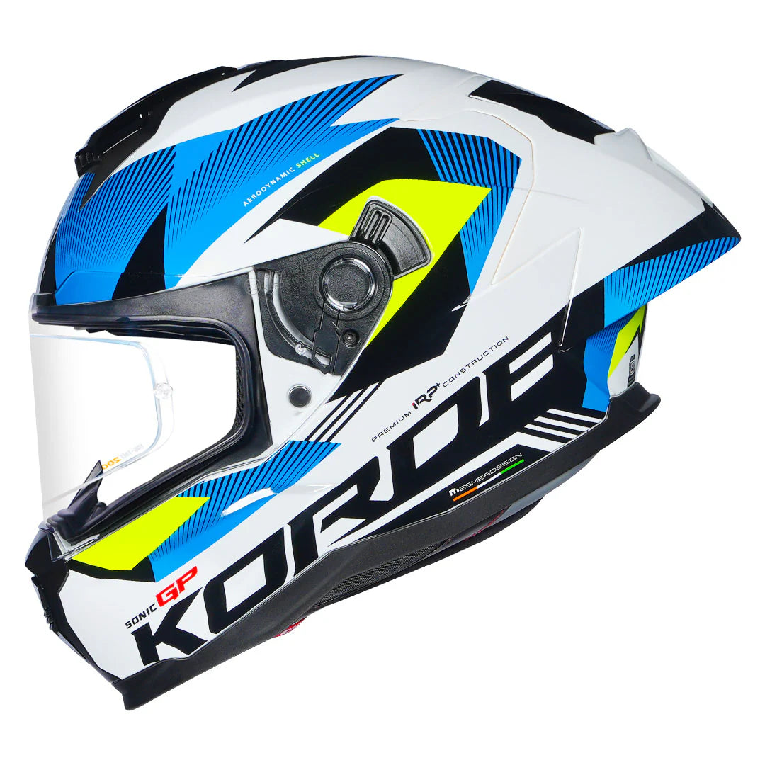 KORDA SONIC GP BRAVE HELMET - SOLID WHITE FL YELLOW