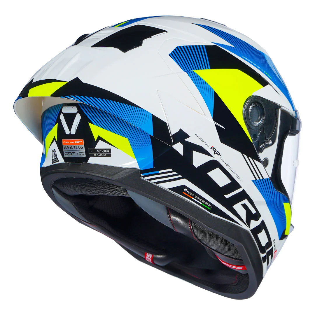 KORDA SONIC GP BRAVE HELMET - SOLID WHITE FL YELLOW