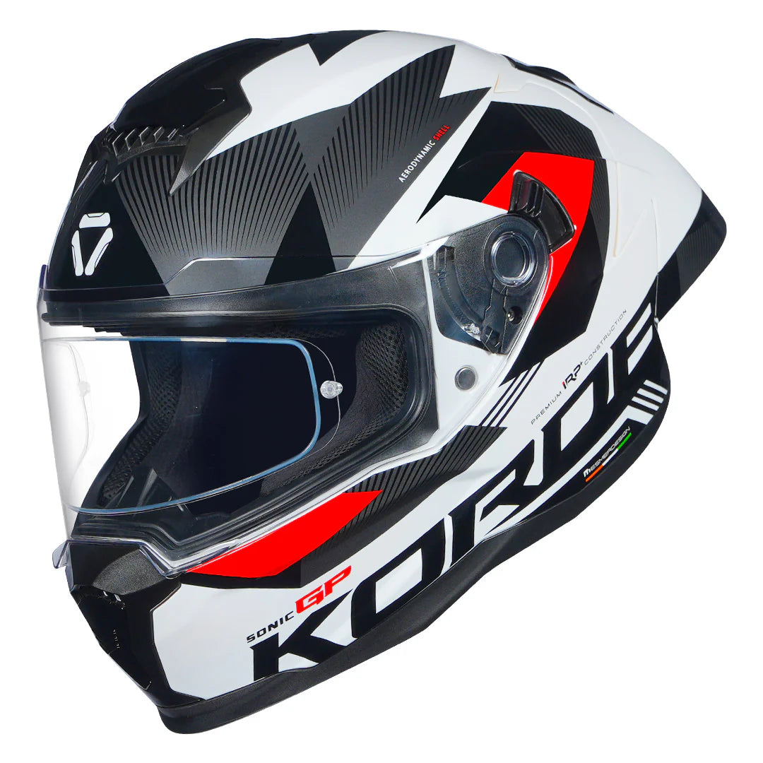 KORDA SONIC GP BRAVE HELMET - GLOSS WHITE RED