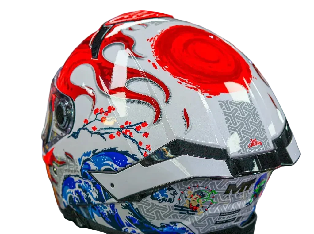 MT THUNDER 4 SV YAMANAKA JAPAN A5 HELMET - GLOSS WHITE RED BLUE