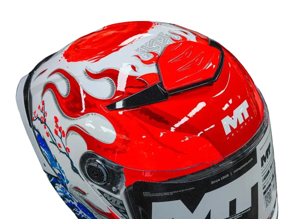 MT THUNDER 4 SV YAMANAKA JAPAN A5 HELMET - GLOSS WHITE RED BLUE