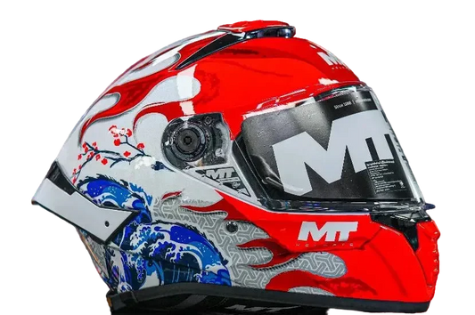 MT THUNDER 4 SV YAMANAKA JAPAN A5 HELMET - GLOSS WHITE RED BLUE