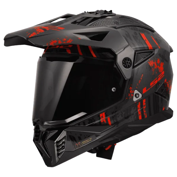 LS2 MX436 PIONEER II HELMET - CRAZY GLOSS BLACK RED