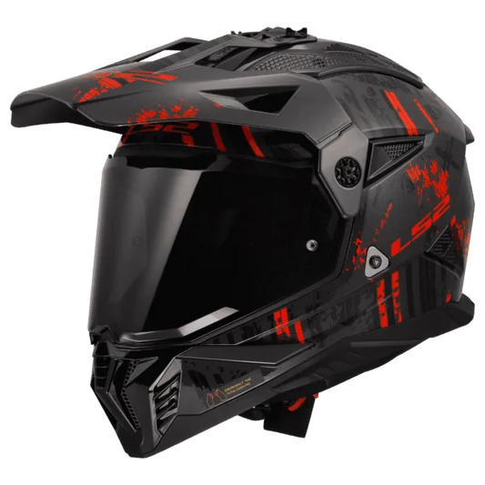 LS2 MX436 PIONEER II HELMET - CRAZY GLOSS BLACK RED