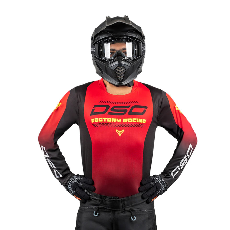 DSG FACTORY RACING JERSEY : BLACK RED GREEN FLUO
