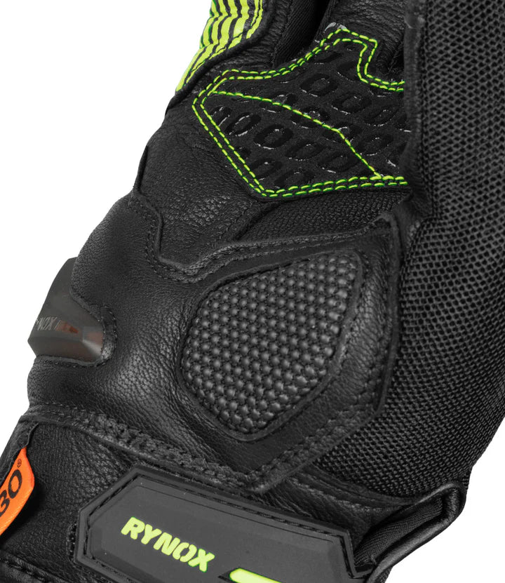 RYNOX TORNADO PRO 4 GLOVES - BLACK HI-VIZ GREEN