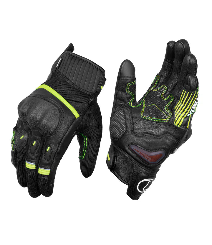 RYNOX TORNADO PRO 4 GLOVES - BLACK HI-VIZ GREEN