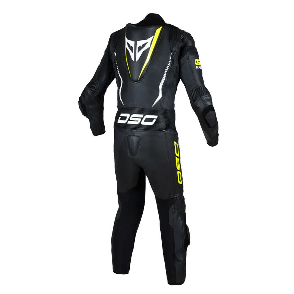 DSG GP RACING LEATHER SUIT : BLACK YELLOW FLUO