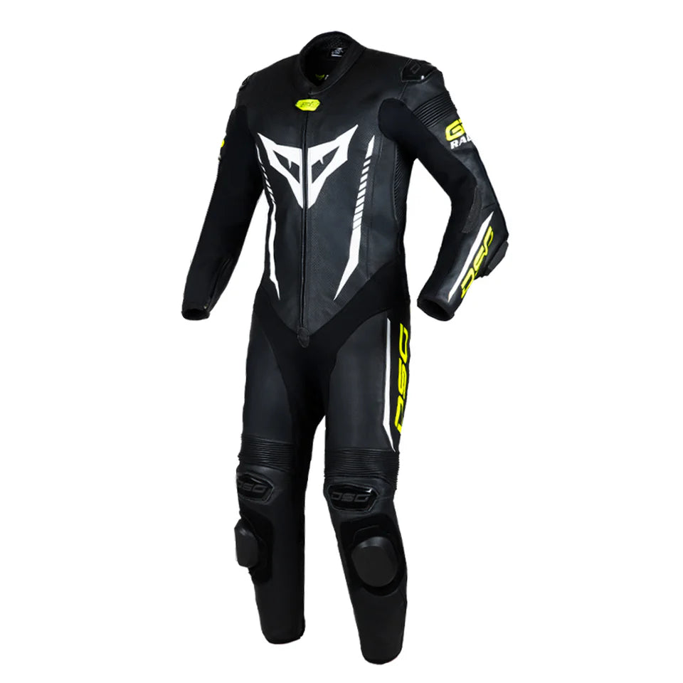 DSG GP RACING LEATHER SUIT : BLACK YELLOW FLUO