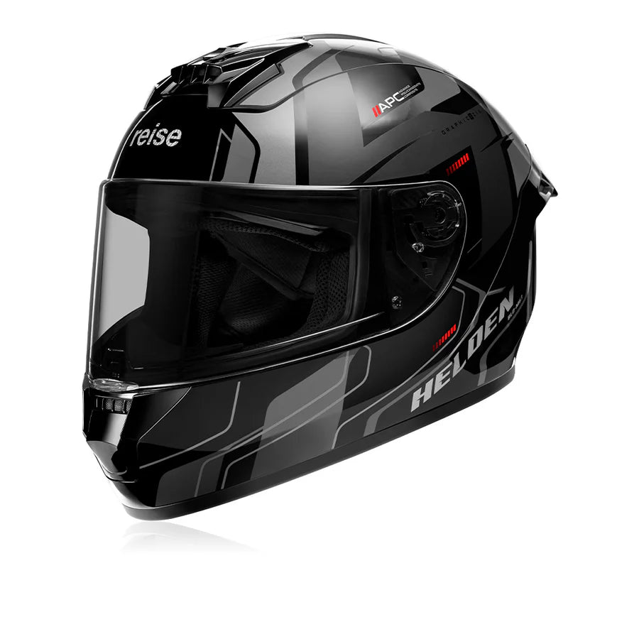 REISE HELDEN HELMET - GREY / BLACK GLOSS