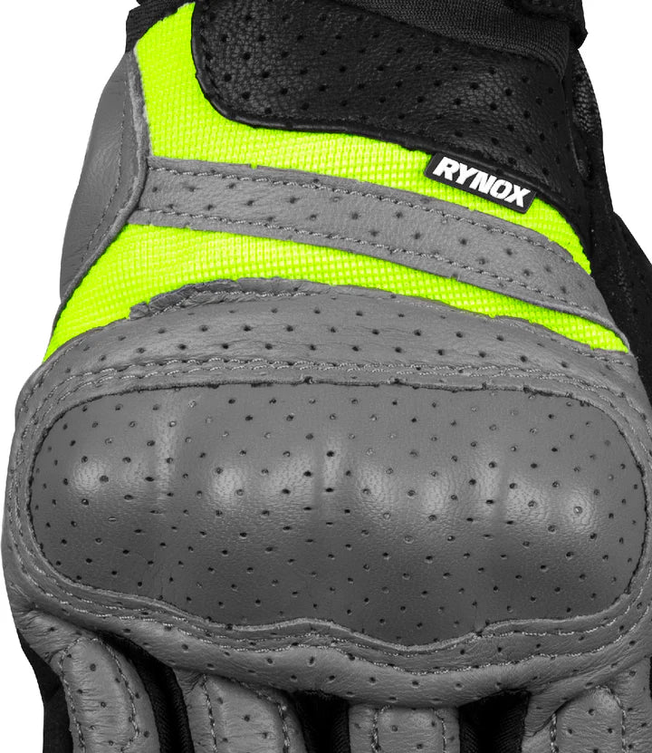 RYNOX AIR GT GLOVES - GREY HI-VIZ GREEN