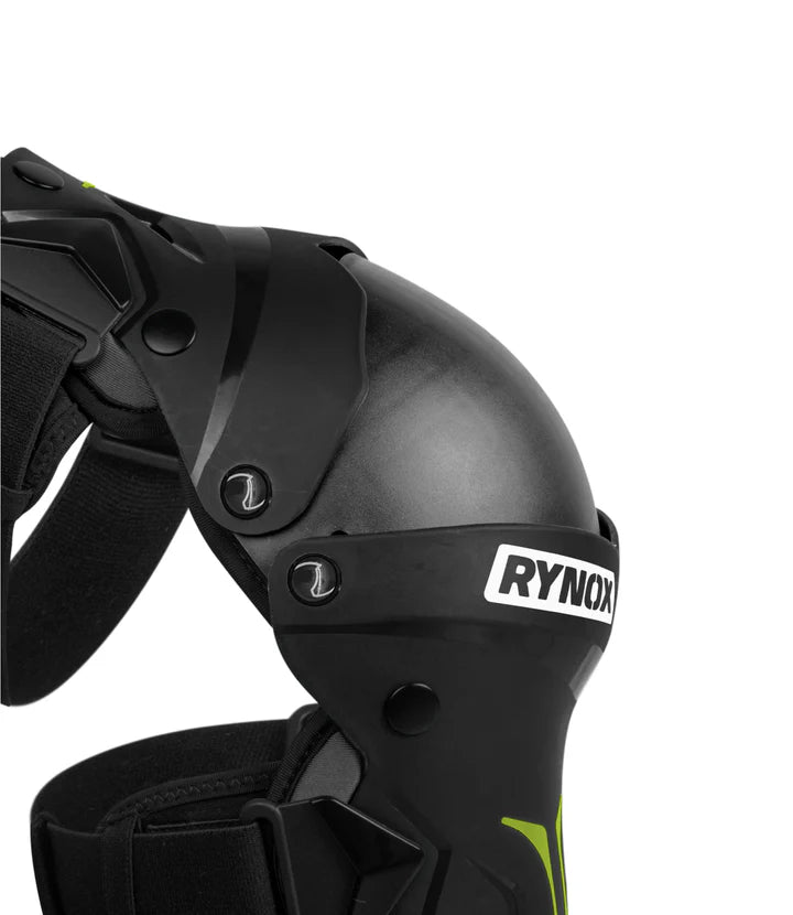 RYNOX BASTION BIONIC KNEE GUARDS - BLACK HI-VIZ GREEN